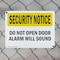 Signmission Do Not Open Door Alarm Will Sound OSHA Security Notice Sign, Plastic, 10in W x 7in L, 2PK OS-2PACK-SN-P-710-L-11520 - alternate 2